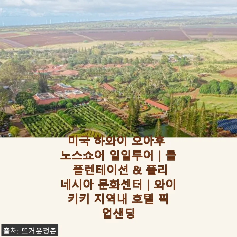 미국 하와이 오아후 노스쇼어 일일투어｜돌 플렌테이션 & 폴리네시아 문화센터｜와이키키 지역내 호텔 픽업샌딩 사용후기