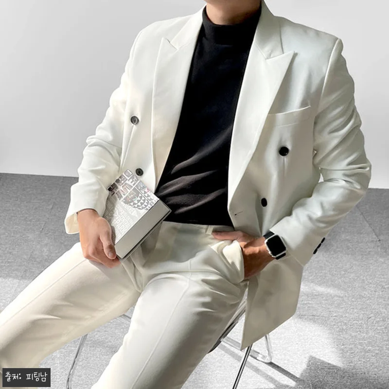 남자 제프리스 봄 가을 더블 버튼 블 관련 이미지 2
