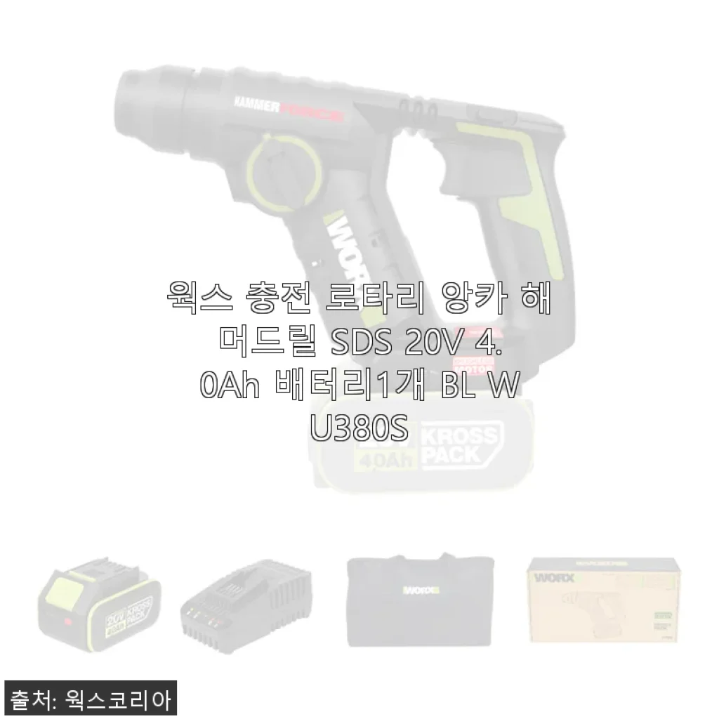 웍스 충전 로타리 앙카 해머드릴 SDS 20V 4.0Ah 배터리1개 BL WU380S 사용후기
