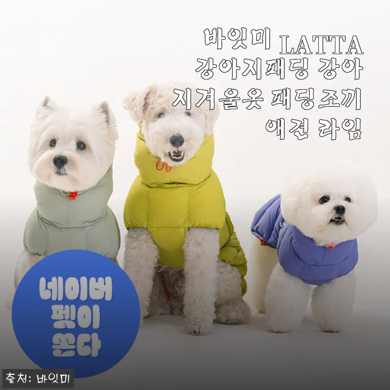 바잇미 LATTA 강아지패딩 강아지겨울옷 패딩조끼 애견 라임 사용후기